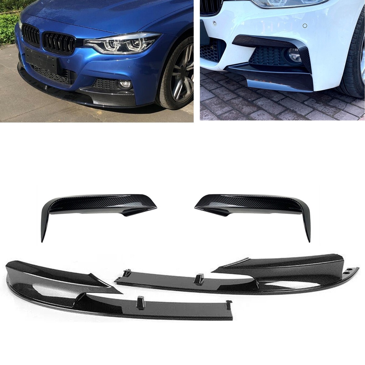 For BMW 3 Series F30 2012-2018 M Sport Front Splitter Kit+Side