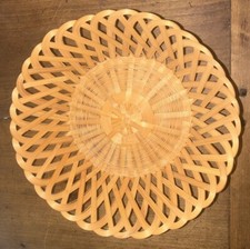 VTG Handmade Woven Lace Look Round basket Diam Top T