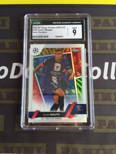 2023 Topps Chrome Kylian Mbappe Hero Image Variation SP Real Madrid France CGC9