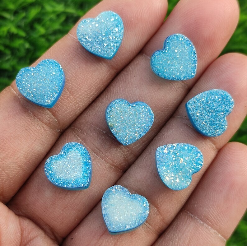 Natural Heart Titanium Agate Druzy Quartz Healing Drusy Gemstone Earrings Supply