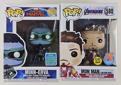 2x Lot Minn-Erva 487 2019 Summer Con Iron Man 580 PX Preview Exclusive Funko Pop