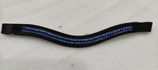 3 Row Blue Crystal Leather Horse Bridle Browband For Horse , All Size Available.