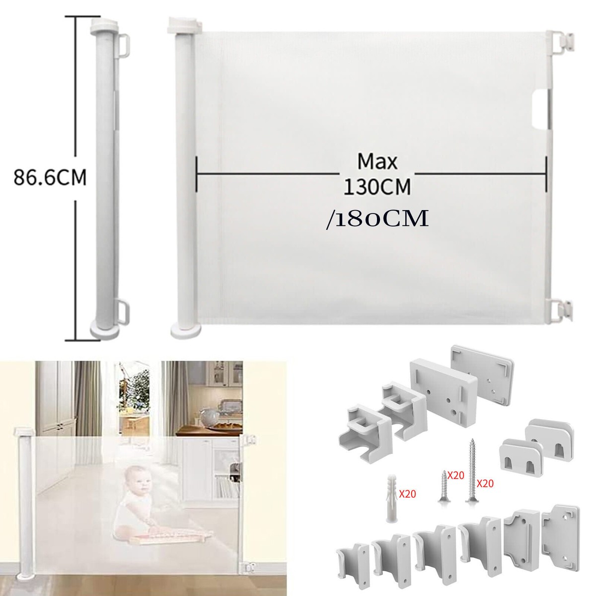 Outdoor Retractable Gate Child Baby Safety Pet Dog 54 Inch Extra Wide And  Tall