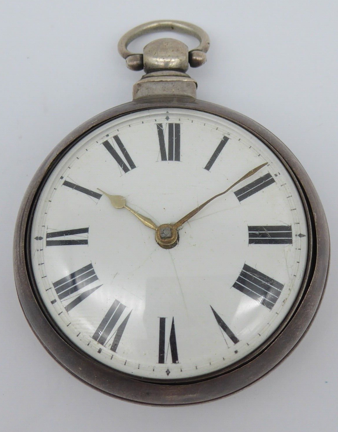 LOVELY ANTIQUE VICTORIAN SOLID SILVER PAIR CASED FUSE POCKET WATCH 1852