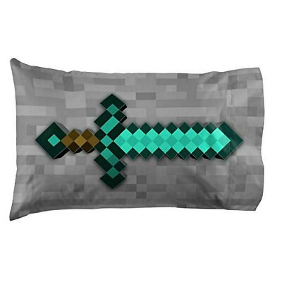 Jay Franco Minecraft Diamond Life 1 Pack Pillowcase - Double-Sided Super- B6