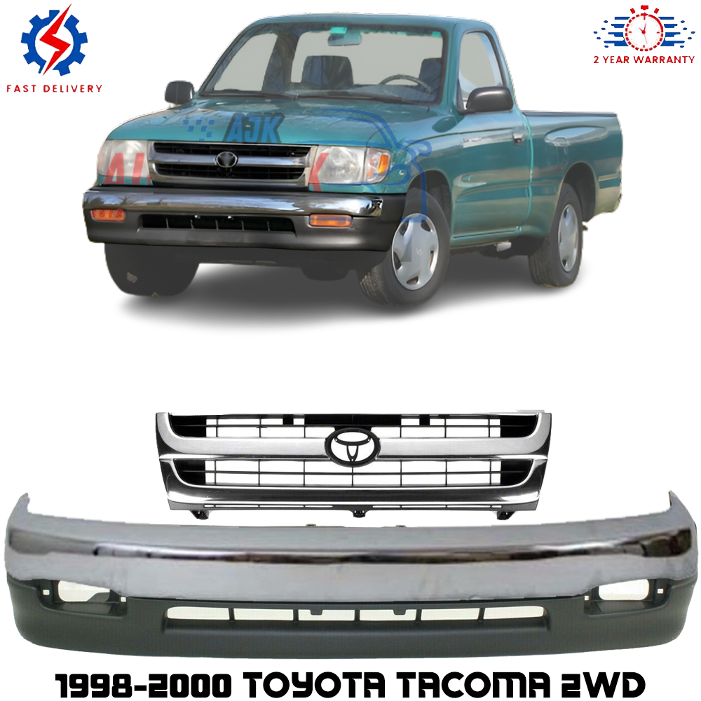 Front Bumper Chrome & Grille Assembly Kit For 1998-2000 Toyota Tacoma 2WD