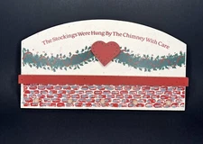 Wall Hanging Stocking Names Holder Miniature Christmas 5 Pegs Wood Vintage 10x6”