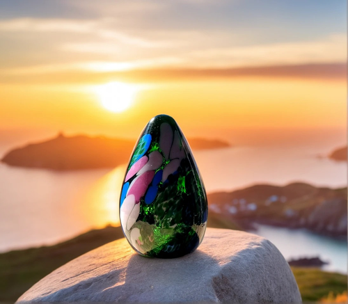 GUERNSEY ISLAND STUDIO Paperweight Petite Vibrant Emerald Dapple Glass c.1980 VG - Picture 8 of 11