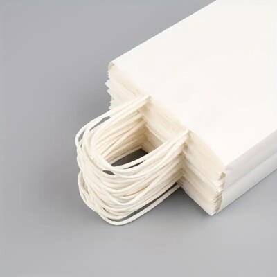 White Kraft Paper Party Shopping Gift Bags with Handles Retail 6.25x3.5x8