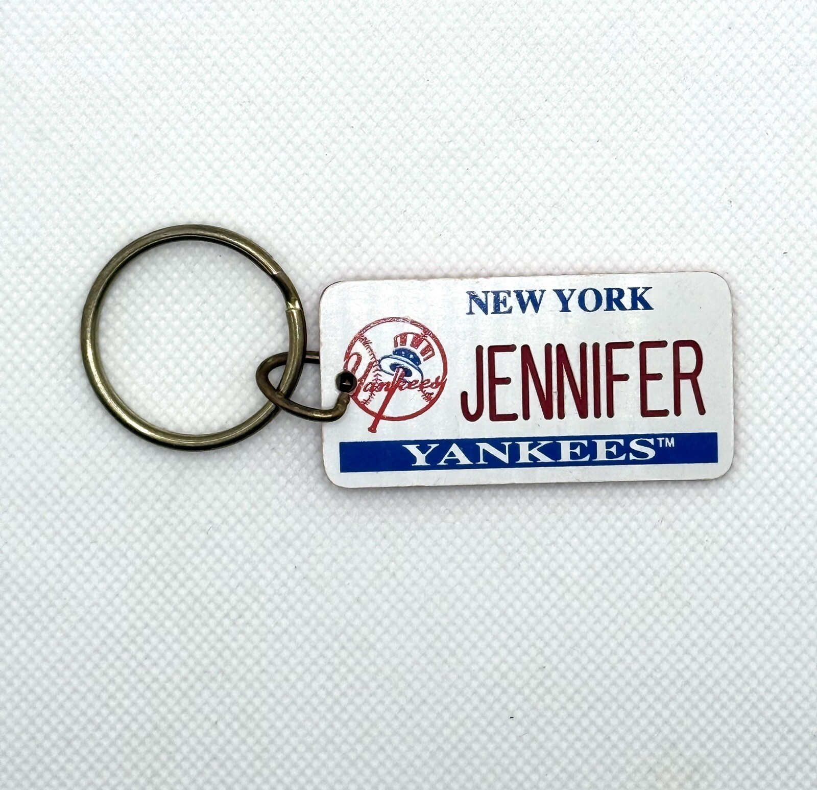 Vtg 1990s New York Yankees Keychain Name Tag Plate MLB Plastic Personalized