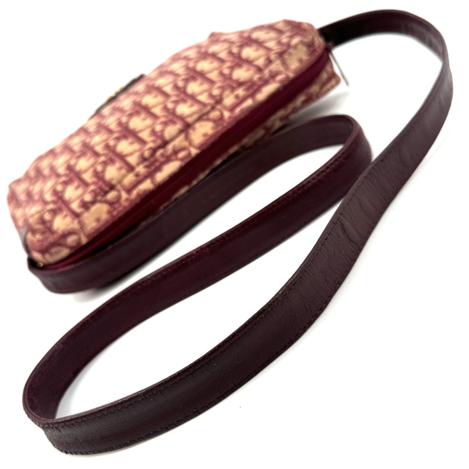Christian Dior Trotter Vintage Canvas Leather Shoulder Bag Red Bordeaux Auth 670 thumbnail 11