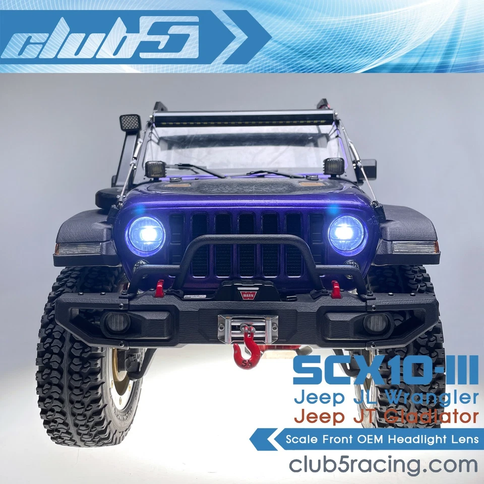 Scale OEM Front Headlight Lens for SCX10 III Jeep JL Wrangler / JT Gladiator - Image 2 of 4