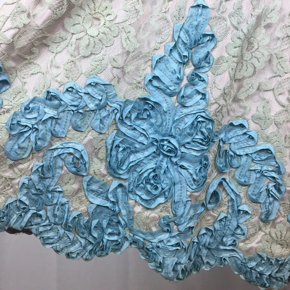 Vestido midi de encaje azul salvia tallado y acampanado vintage años 50 Ruth's Toggery para mujer XS Foto 4 de 4