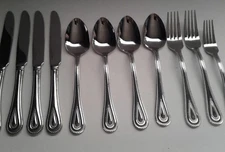 Cuisinart FAMPOUX 11 Pieces Stainless Elite Beaded Glossy Flatware  (TH23)