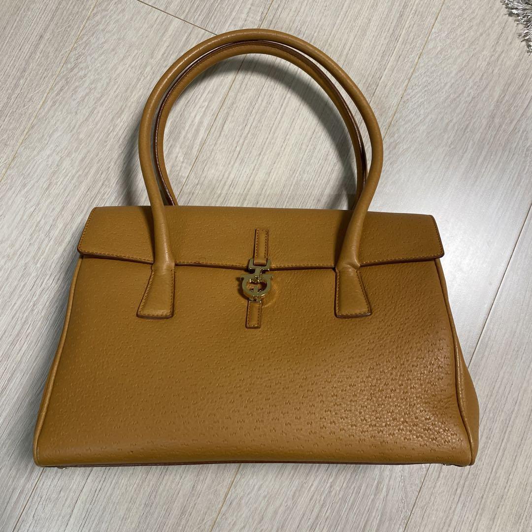 Salvatore Ferragamo Gancini Handbag Orange Brown 11 inch | eBay
