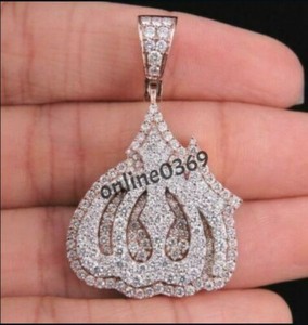 Authentic Men's 1.5 ct Tester Passing Moissanite Allah Pendant14k Rose Gold Plated Silver