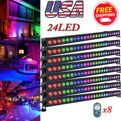 120W 24LED Wall Washer Party Light DMX RGB 3 IN 1 Beam Wash Lights Bar w/Remote