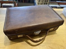 Vintage Cassette Tape Travel Storage Case Box Vinyl Brown Suitcase Holds 12 Nice