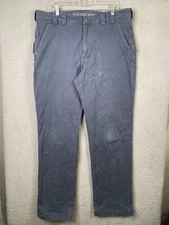 Duluth Trading Flex Fire Hose Carpenter Pants Mens 38x34 Blue Relaxed Fit Canvas