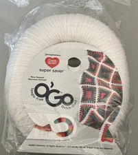 O'Go Red Heart Yarn Super Saver Tangle Free Quick Start Acrylic White 3 Skeins