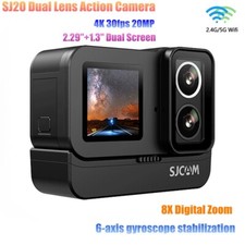 SJCAM SJ20 Dual Lens Action Camera 4K 30fps 20MP, 2.29" 1.3" Dual Screen 8X Zoom