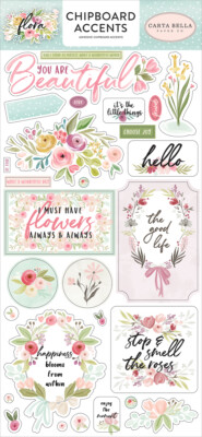 Carta Bella Paper FLORA No. 3 6x13 Sheet of Chipboard Accents