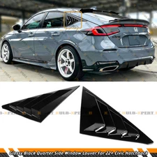 Glossy Black Quarter Panel Rear Side Window Louver For 2022-2026 Civic Hatchback