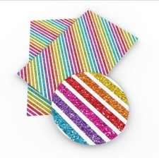Rainbow stripes FAUX LEATHER SHEET 8" X 12" 1063162 SMOOTH TEXTURE Stripe