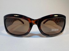 GUESS GU T101 TO-1 Vintage Sunglasses NOS Brown Tortoiseshell Logo Arms 54-17