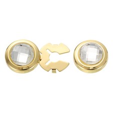 2Pcs Crystal Cufflink Button Cover for Men White, Gold Edge 
