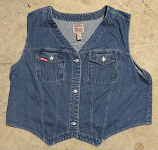 Kikomo Women's Blue Denim Vest Sleeveless Button Front Pockets Plus 22W/22M