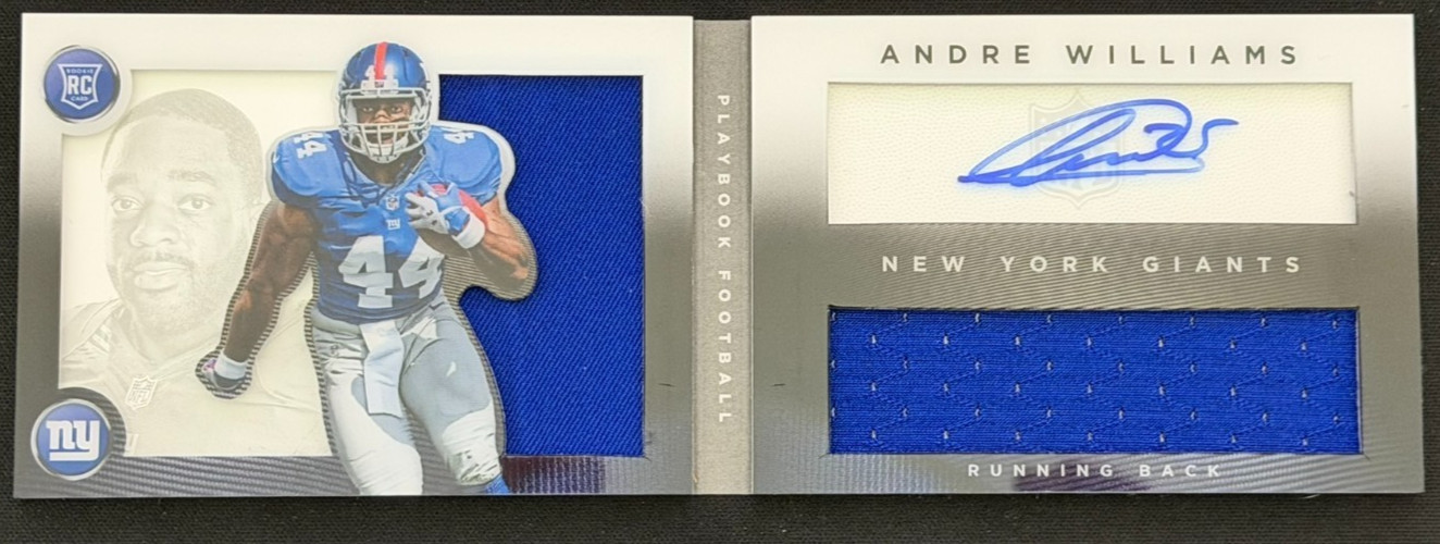 2014 Panini Playbook Andre Williams #162 NY Giants RC Booklet Auto Patch /299