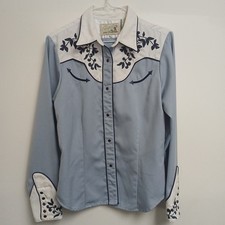 Vintage Roper Country Western purple Pearl Button Up Size M