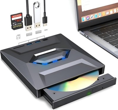 Externes Laufwerk 7in1 CD/DVD/USB/SD-Karte Plug&Play Brenner Player