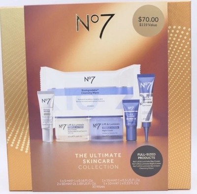 No7 The Ultimate Skincare Collection Lift & Luminate For Face 6 Pc Full Size Set