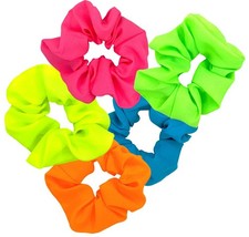 Neon Scrunchies for 5 Count Pack of 1 , pink, yellow, green, orange, blue