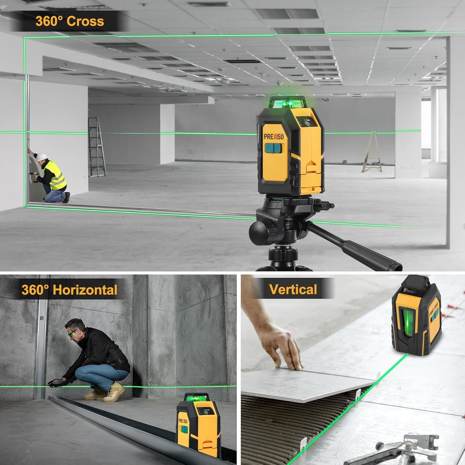 360° Laser Level with Tripod, 100Ft Self Leveling Cross Line Laser- Green Horizo