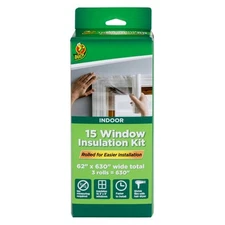 Duck Brand Window Insulation Kit 15 Windows Energy Saving Clear Film 3 Rolls