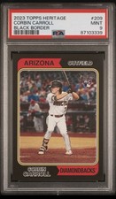 2023 Topps Heritage Corbin Carroll Black Border /50 Rookie #209 RC PSA 9  ROY 💎