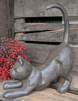 ❤️ Tolle Sich Streckende Katze Gusseisen Antiklook Landhaus Tiere Deko ❤️