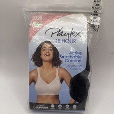 Playtex 18 Hour Bra 42C Black 4159 Active Breathable Comfort All Around Cooling