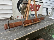 1900s Oak Hanging Coat Rack Hall Tree Clothing Hooks Entryway Rustic Union Made