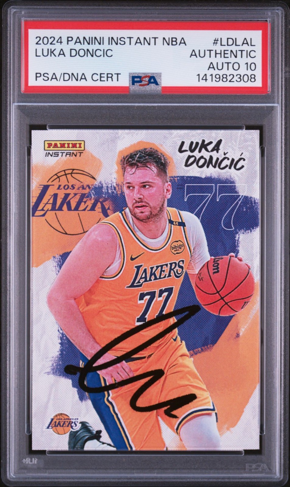 Luka Doncic Signed 2024 Panini Instant PSA/DNA Auto 10 #LDLAL Lakers Debut