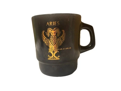 Vintage Fire King Aries Ram Zodiac Mug