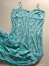 Michael Kors Aqua Blue Floral Cami Spaghetti Strap Maxi Dress Size XL