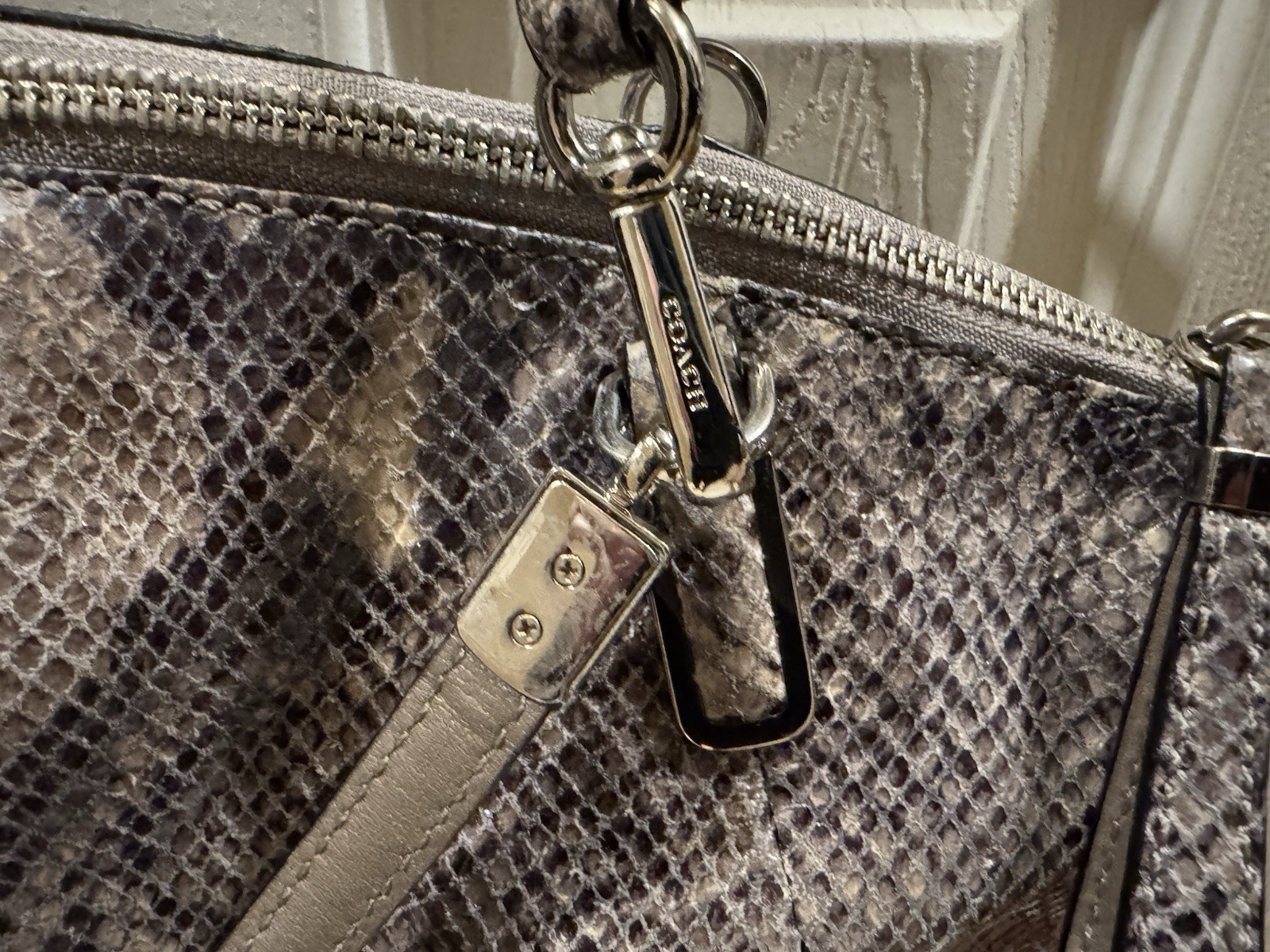 Coach Madison Embossed Python Kelsey Satchel Cros… - image 3