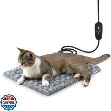 Petace Adjustable Temperature Heated Cat Bed and Dog Heating Pad with Timer,