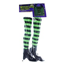 Witch Legs Yard Stakes Green/Black Halloween D cor