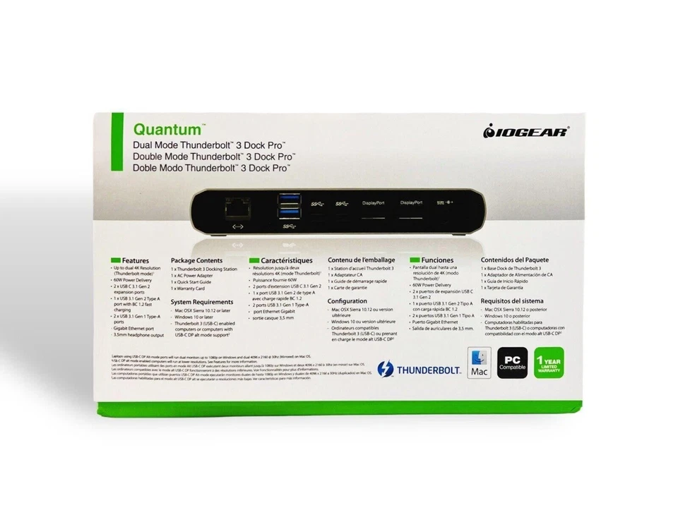 IOGEAR Quantum Dual Mode Thunderbolt 3 Dock Pro GTD737 - NUEVO, sellado Foto 3 de 3