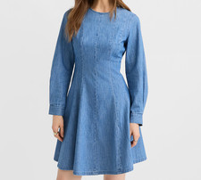 LOFT NEW W/TAG Most Popular Women's Chambray Seamed Barrel Sleeve Mini Dress 8P
